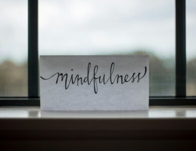 mindfulness printed paper near window