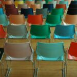 assorted-color plastic chair lot inside room