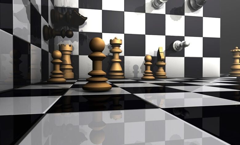 king, lady, runner, tower, horse, springer, farmer, chess, chess game, chess pieces, figure, strategy, nature, chess board, playing field, game board, chess piece, board game, glass, strategy game, white, rendering, 3d